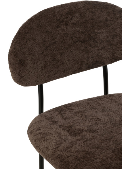 Chaise moderne en Tissu Marron foncé Métal Noir Haldynia - 7
