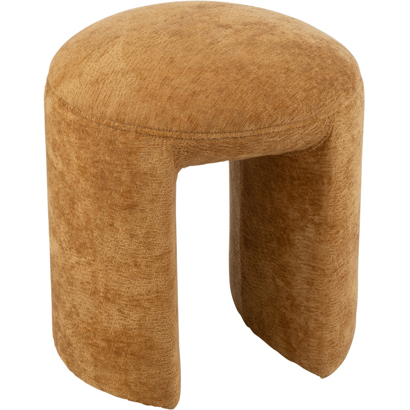 Tabouret original Rond en Tissu Jaune ocre Kynor - 1