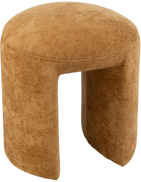 Tabouret original Rond en Tissu Jaune ocre Kynor - 1