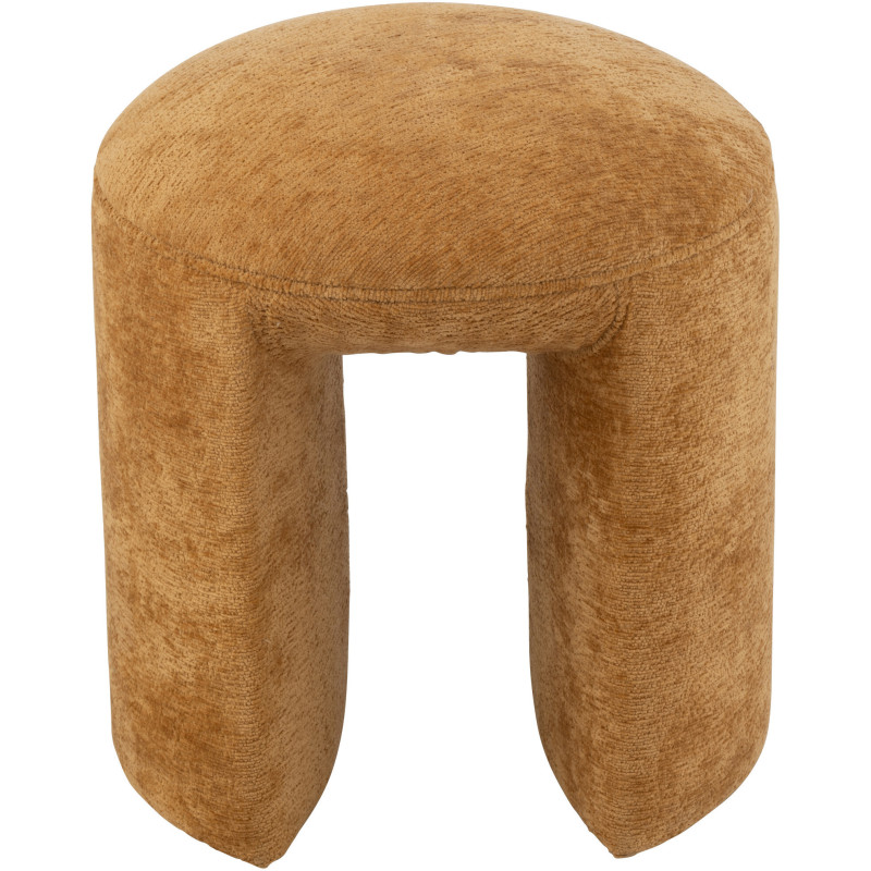 Tabouret original Rond en Tissu Jaune ocre Kynor - 3