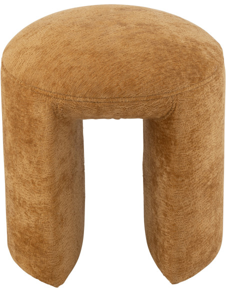 Tabouret original Rond en Tissu Jaune ocre Kynor - 3
