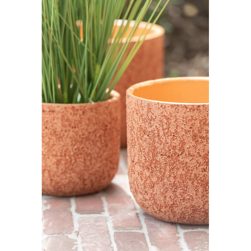 Cache-pot en Céramique Terracotta Mado Diamètre 22 cm Effet rugueux - 3