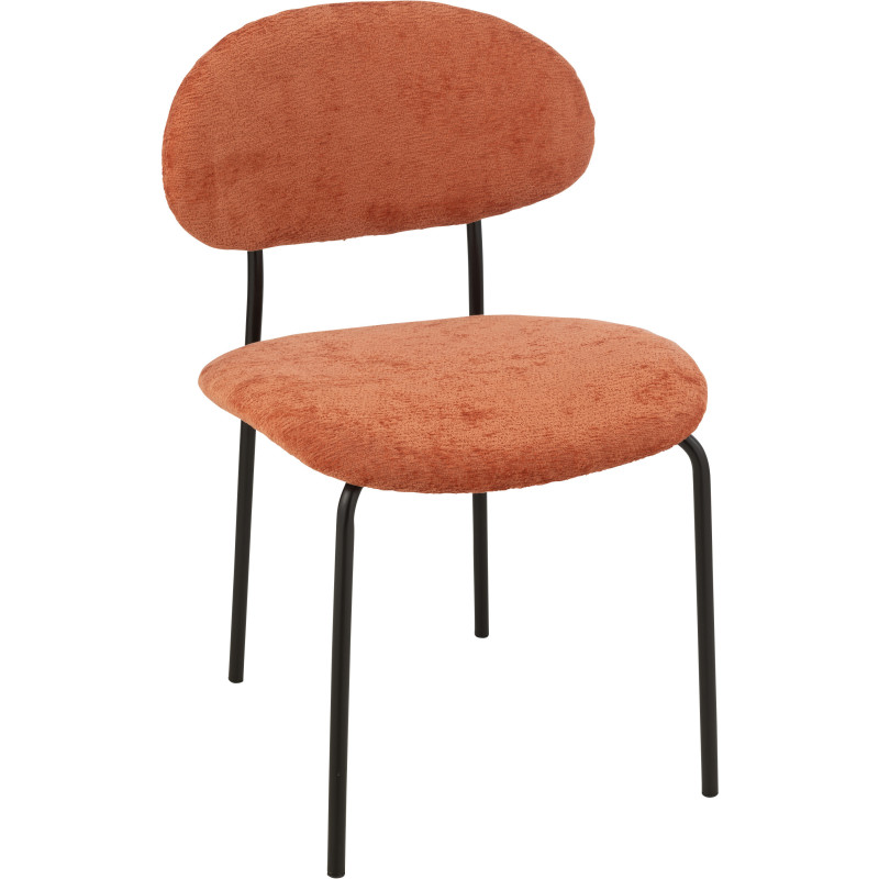 Chaise moderne en Tissu Terracotta Métal Noir Haldynia - 1