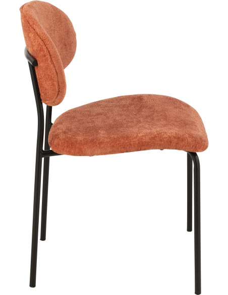 Chaise moderne en Tissu Terracotta Métal Noir Haldynia - 3