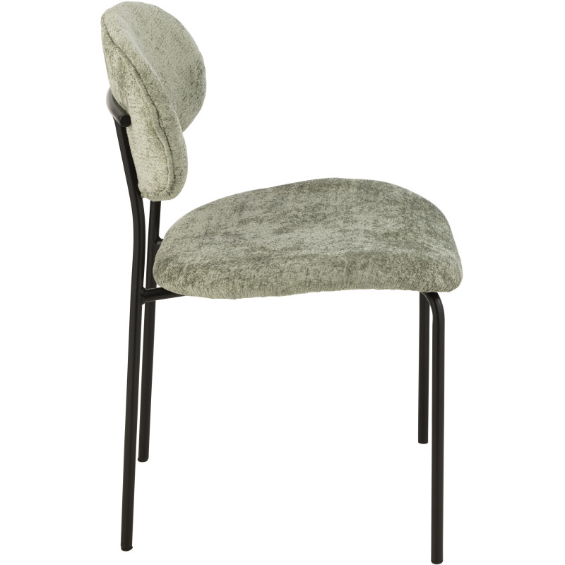 Chaise moderne en Tissu Vert Métal Noir Haldynia - 4