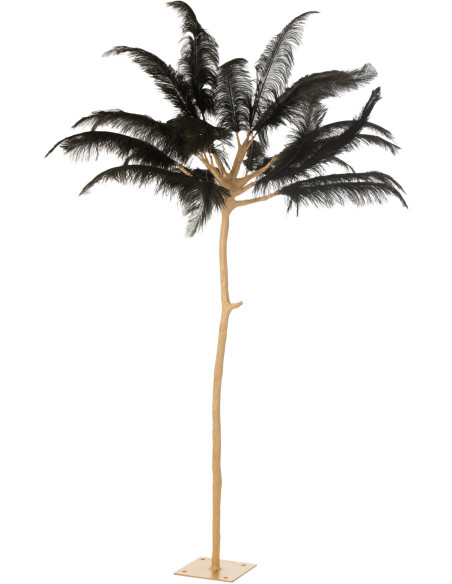 Arbre décoratif original XXL Hauteur 190 cm en Métal Doré Plumes Noir Majestia - 1
