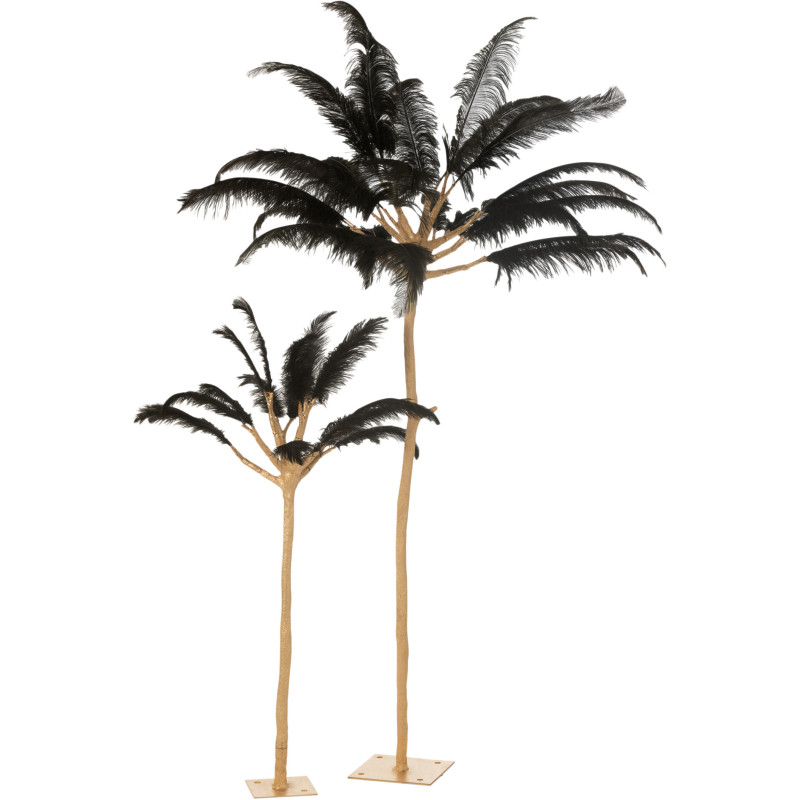 Arbre décoratif original XXL Hauteur 190 cm en Métal Doré Plumes Noir Majestia - 2