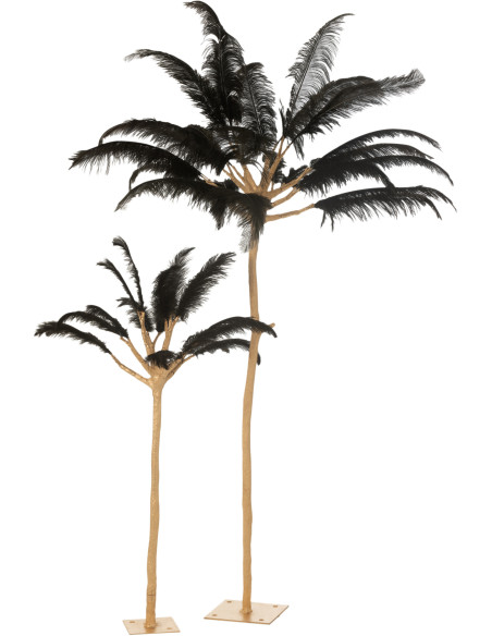 Arbre décoratif original XXL Hauteur 190 cm en Métal Doré Plumes Noir Majestia - 2
