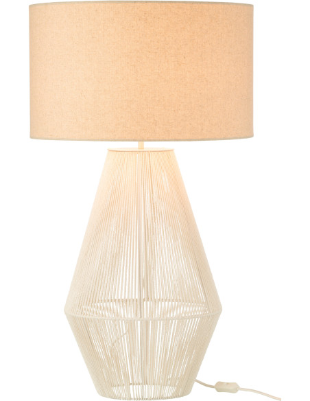 Lampe à poser moderne Hauteur 78 cm en Métal Papier Blanc Lin Beige Striing - 1