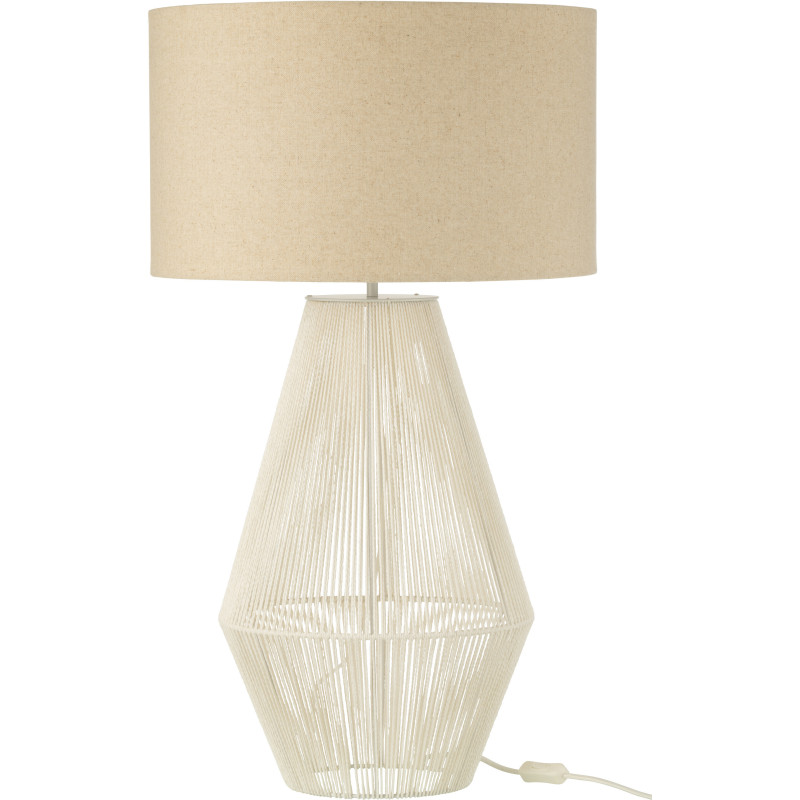 Lampe à poser moderne Hauteur 78 cm en Métal Papier Blanc Lin Beige Striing - 2