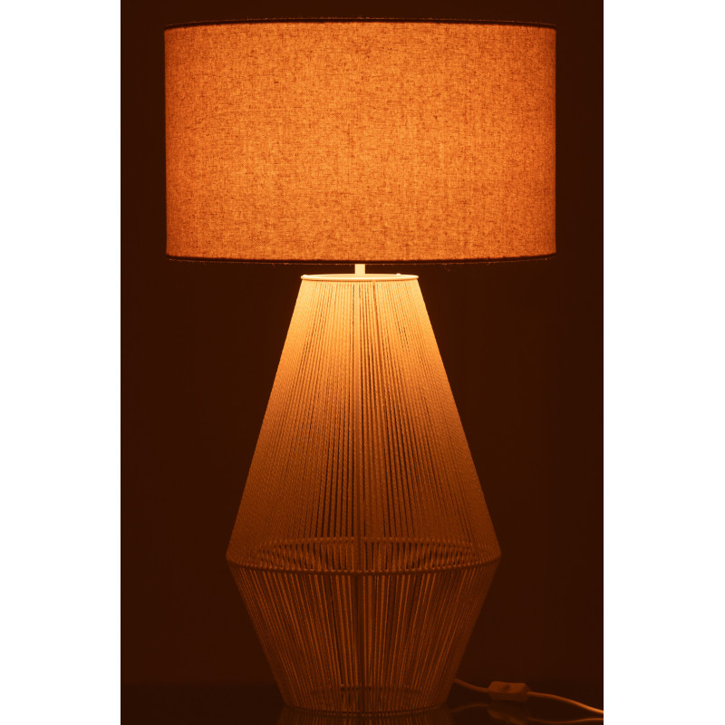 Lampe à poser moderne Hauteur 78 cm en Métal Papier Blanc Lin Beige Striing - 3