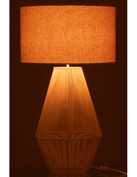 Lampe à poser moderne Hauteur 78 cm en Métal Papier Blanc Lin Beige Striing - 3