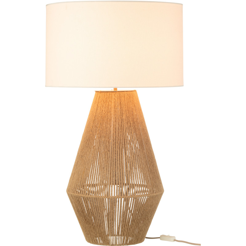Lampe à poser moderne Hauteur 78 cm en Métal Jute Naturel Lin Blanc Striing - 1