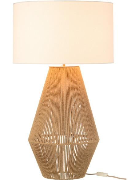 Lampe à poser moderne Hauteur 78 cm en Métal Jute Naturel Lin Blanc Striing - 1