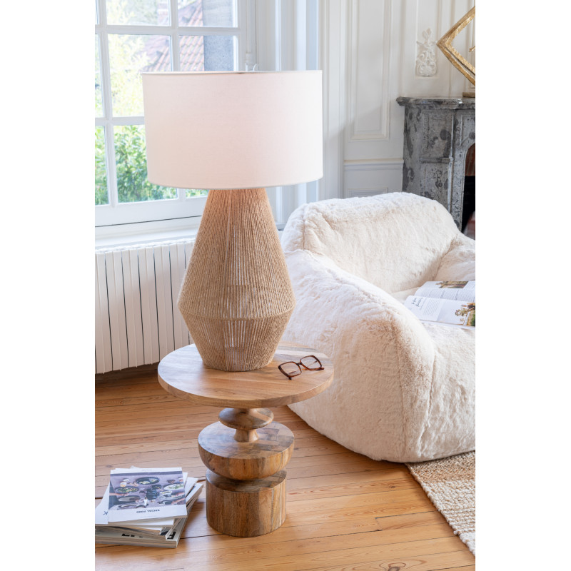 Lampe à poser moderne Hauteur 78 cm en Métal Jute Naturel Lin Blanc Striing - 2
