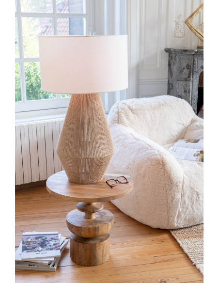 Lampe à poser moderne Hauteur 78 cm en Métal Jute Naturel Lin Blanc Striing - 2