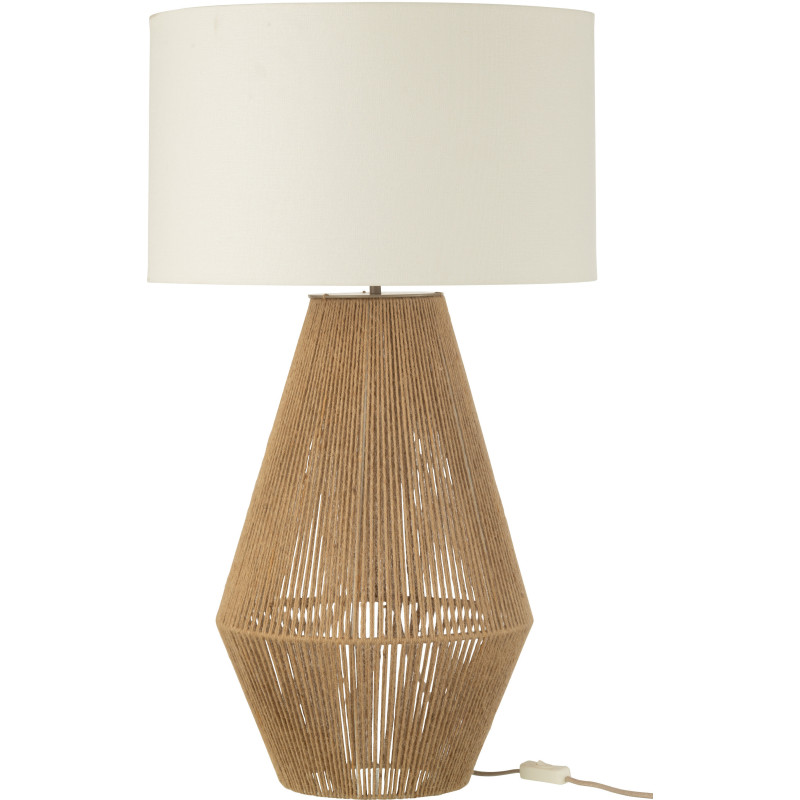 Lampe à poser moderne Hauteur 78 cm en Métal Jute Naturel Lin Blanc Striing - 3