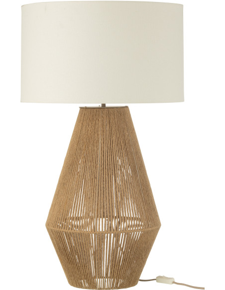 Lampe à poser moderne Hauteur 78 cm en Métal Jute Naturel Lin Blanc Striing - 3