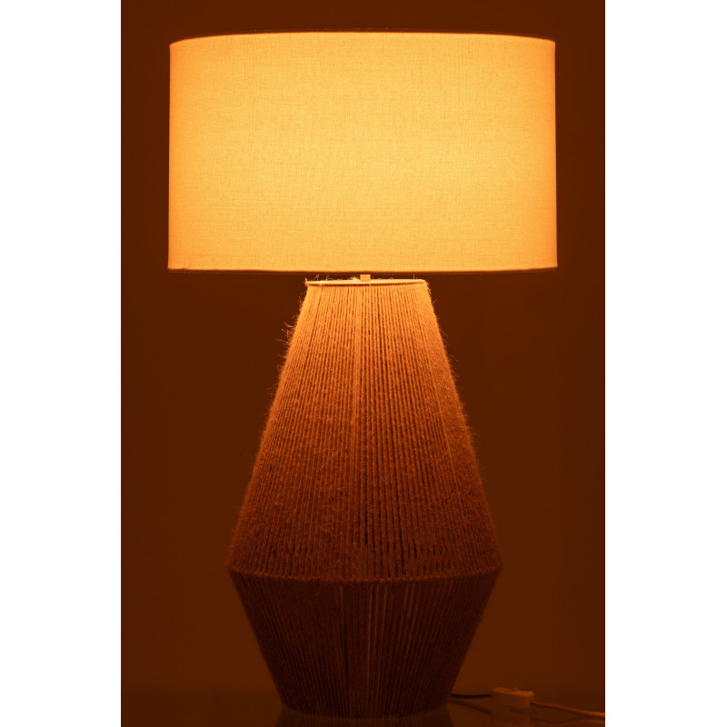 Lampe à poser moderne Hauteur 78 cm en Métal Jute Naturel Lin Blanc Striing - 4