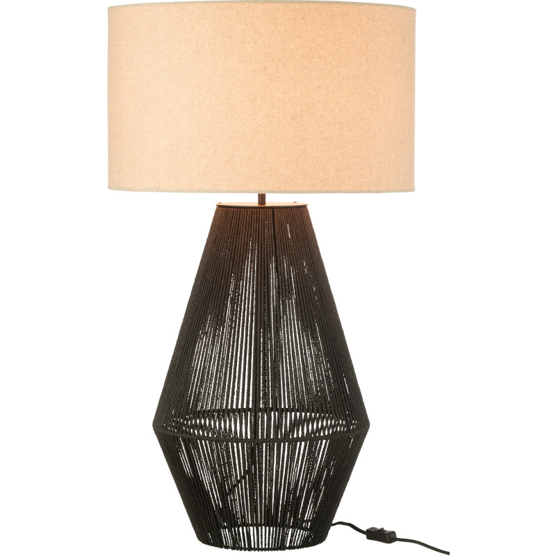 Lampe à poser moderne Hauteur 78 cm en Métal Papier Noir Lin Beige Striing - 1