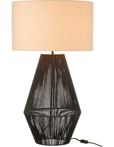 Lampe à poser moderne Hauteur 78 cm en Métal Papier Noir Lin Beige Striing - 1