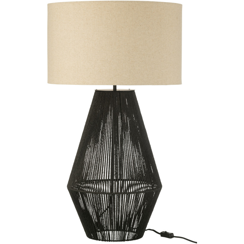 Lampe à poser moderne Hauteur 78 cm en Métal Papier Noir Lin Beige Striing - 2