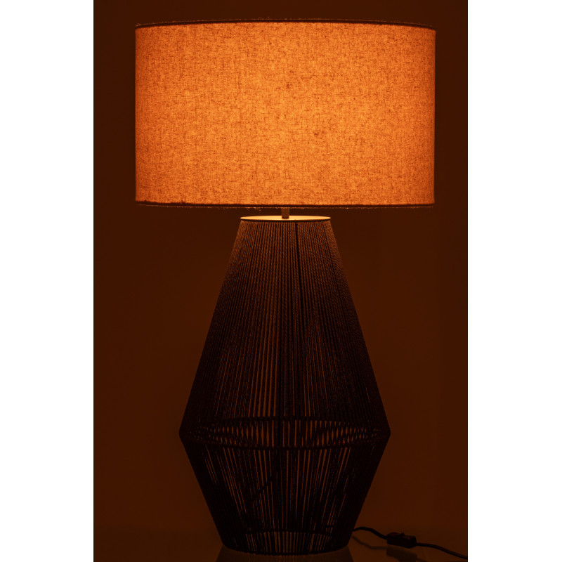 Lampe à poser moderne Hauteur 78 cm en Métal Papier Noir Lin Beige Striing - 3