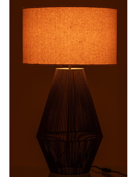 Lampe à poser moderne Hauteur 78 cm en Métal Papier Noir Lin Beige Striing - 3