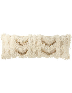 Coussin original XXL Rectangulaire 100x35 en Laine Coton Blanc crème Sequin Doré Motif flèches Bohomina - 1