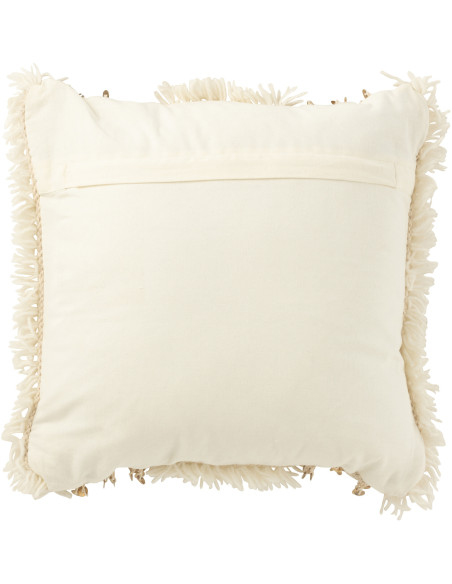 Coussin original Carré 45x45 en Laine Coton Blanc crème Sequin Doré Motif flèches Bohomina - 3