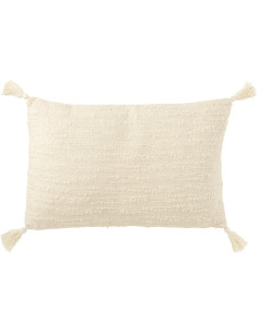 Coussin doux pompons Rectangulaire 60x40 en Coton Blanc crème Bouclette Lovey - 1