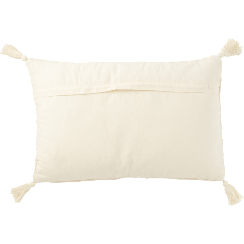 Coussin doux pompons Rectangulaire 60x40 en Coton Blanc crème Bouclette Lovey - 3