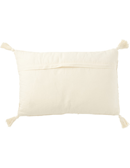 Coussin doux pompons Rectangulaire 60x40 en Coton Blanc crème Bouclette Lovey - 3