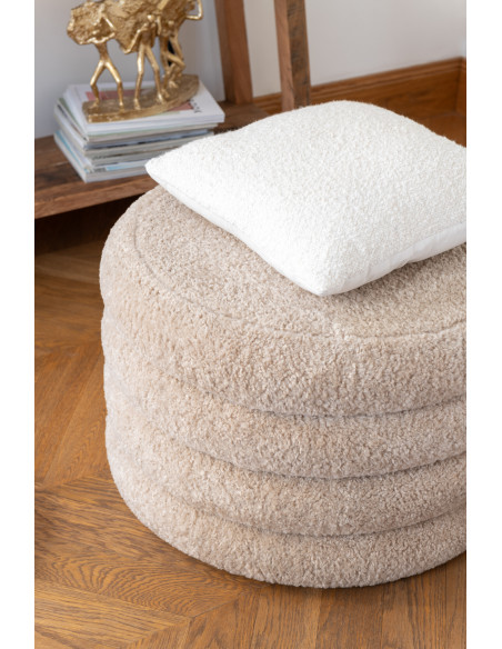 Coussin doux pompons Carré 45x45 en Coton Blanc crème Bouclette Motif serré et lâche Lovey (Lot de 2) - 2