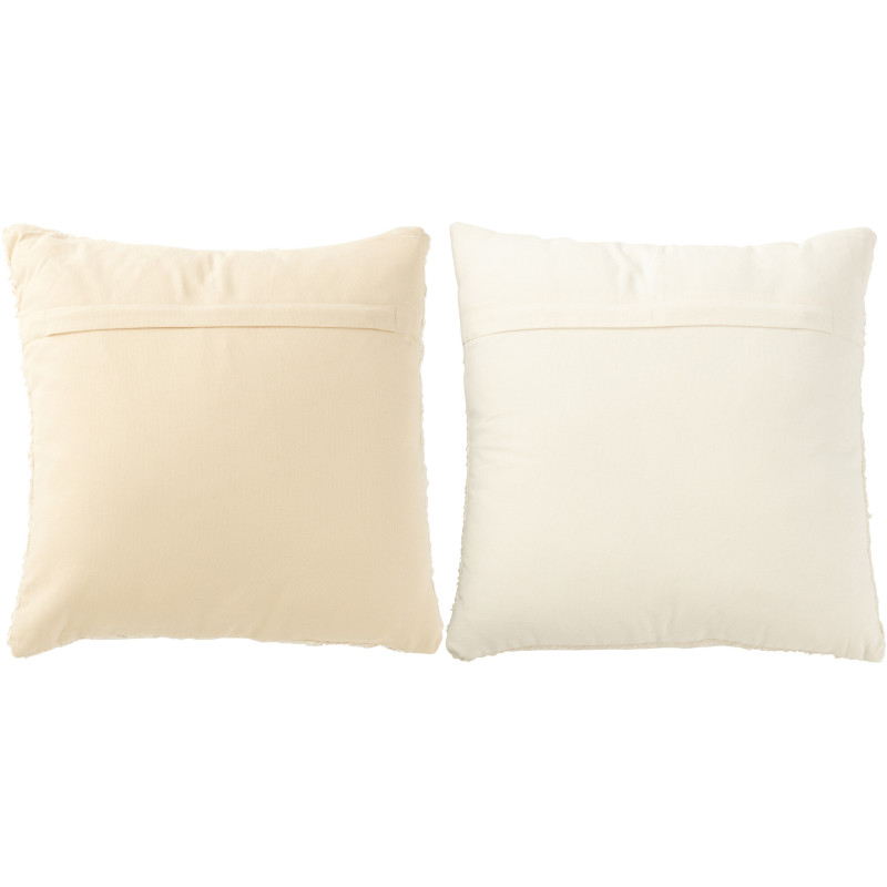 Coussin doux pompons Carré 45x45 en Coton Blanc crème Bouclette Motif serré et lâche Lovey (Lot de 2) - 3