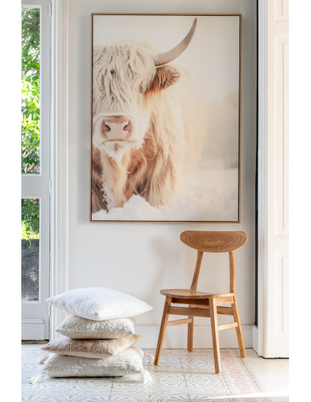 Coussin doux pompons Carré 45x45 en Coton Blanc crème Bouclette Motif serré et lâche Lovey (Lot de 2) - 4