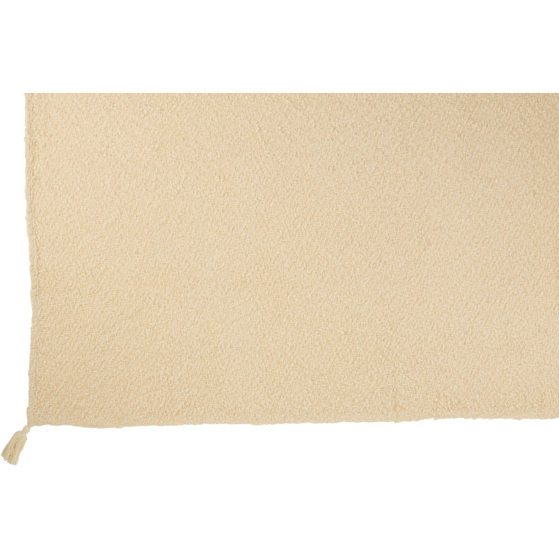 Plaid doux chaud pompons 130x180 en Coton Blanc crème Bouclette Lovey - 2