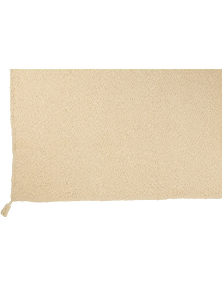 Plaid doux chaud pompons 130x180 en Coton Blanc crème Bouclette Lovey - 2