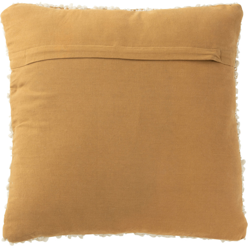 Coussin moderne Carré 45x45 en Tissu Blanc crème Marron camel Bouclette Pyrnio - 2