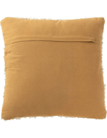 Coussin moderne Carré 45x45 en Tissu Blanc crème Marron camel Bouclette Pyrnio - 2
