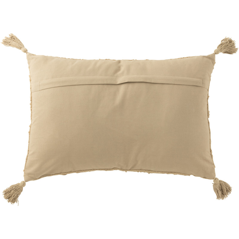 Coussin doux pompons Rectangulaire 60x40 en Coton Beige Bouclette Lovey - 2