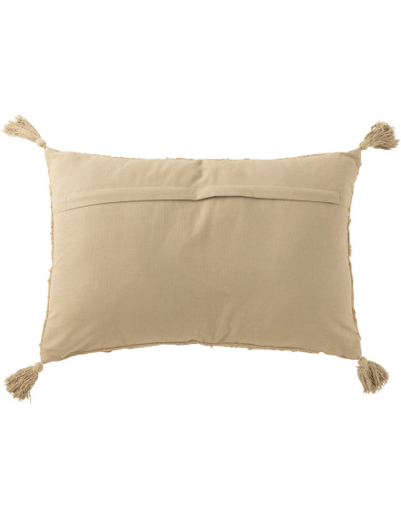 Coussin doux pompons Rectangulaire 60x40 en Coton Beige Bouclette Lovey - 2