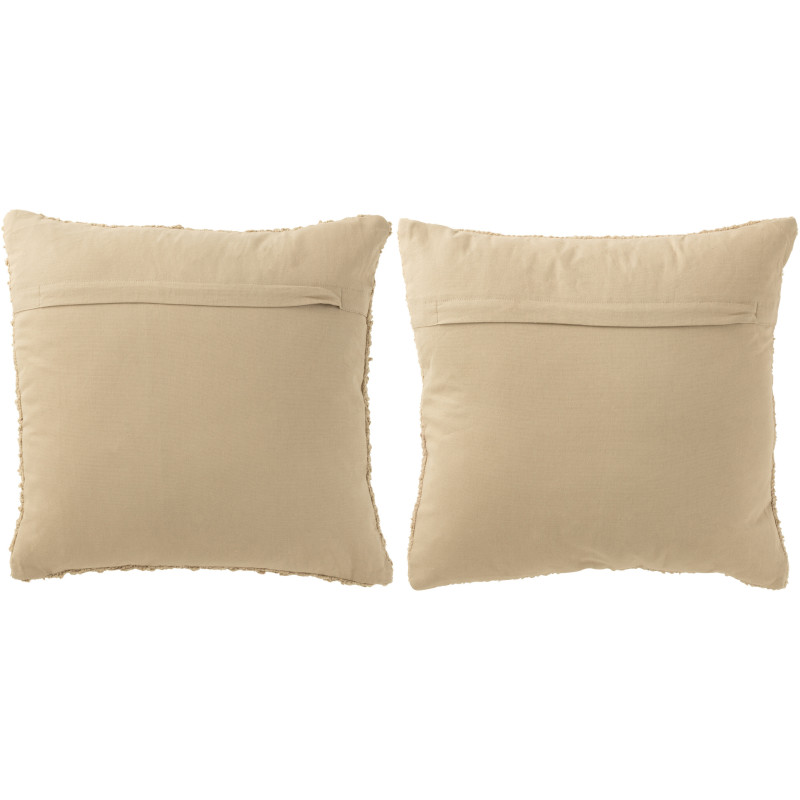 Coussin doux pompons Carré 45x45 en Coton Beige Bouclette Motif serré et lâche Lovey (Lot de 2) - 3