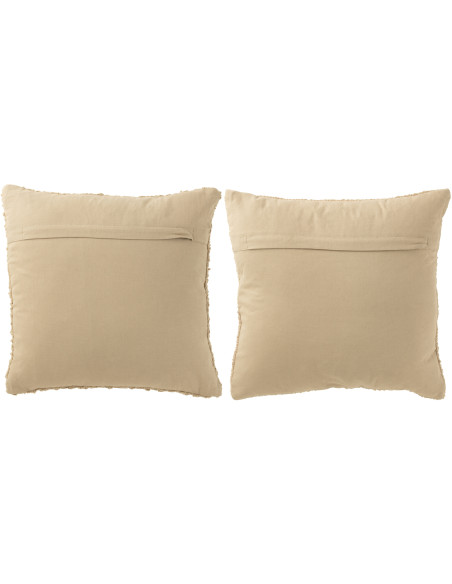 Coussin doux pompons Carré 45x45 en Coton Beige Bouclette Motif serré et lâche Lovey (Lot de 2) - 3
