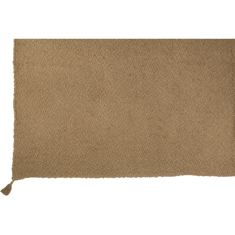 Plaid doux chaud pompons 130x180 en Coton Beige Bouclette Lovey - 3