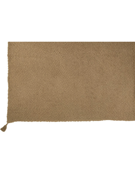 Plaid doux chaud pompons 130x180 en Coton Beige Bouclette Lovey - 3