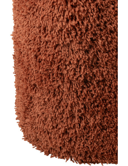 Pouf moderne Cylindrique en Tissu Rouge brique Bouclette Cyliano - 3