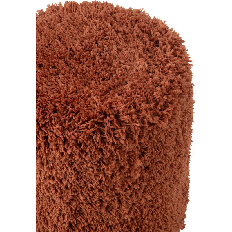 Pouf moderne Cylindrique en Tissu Rouge brique Bouclette Cyliano - 4