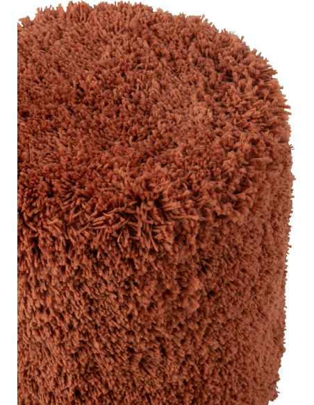 Pouf moderne Cylindrique en Tissu Rouge brique Bouclette Cyliano - 4
