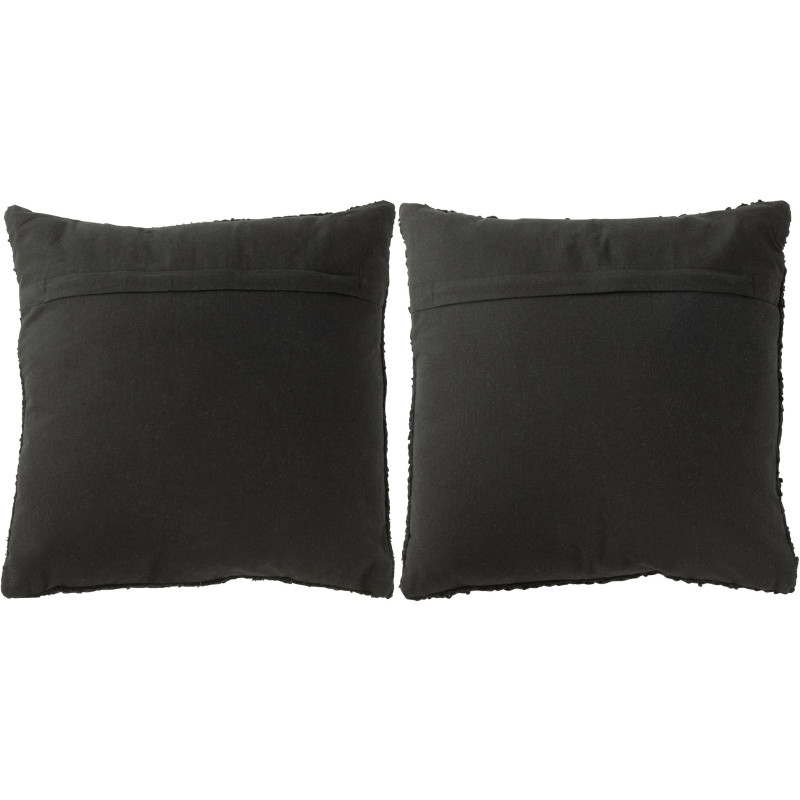 Coussin doux pompons Carré 45x45 en Coton Noir Bouclette Motif serré et lâche Lovey (Lot de 2) - 3